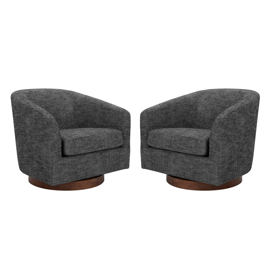 Bennett Upholstered Swivel Barrel Chair (Set of 2)